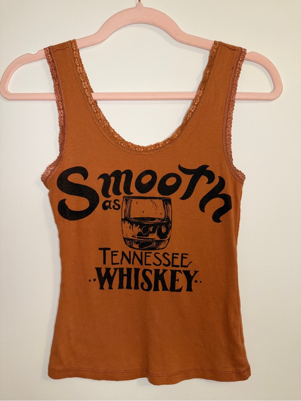 Bandit Brand Smooth as Tennessee Whiskey Lace Tank Top Rust Size Small